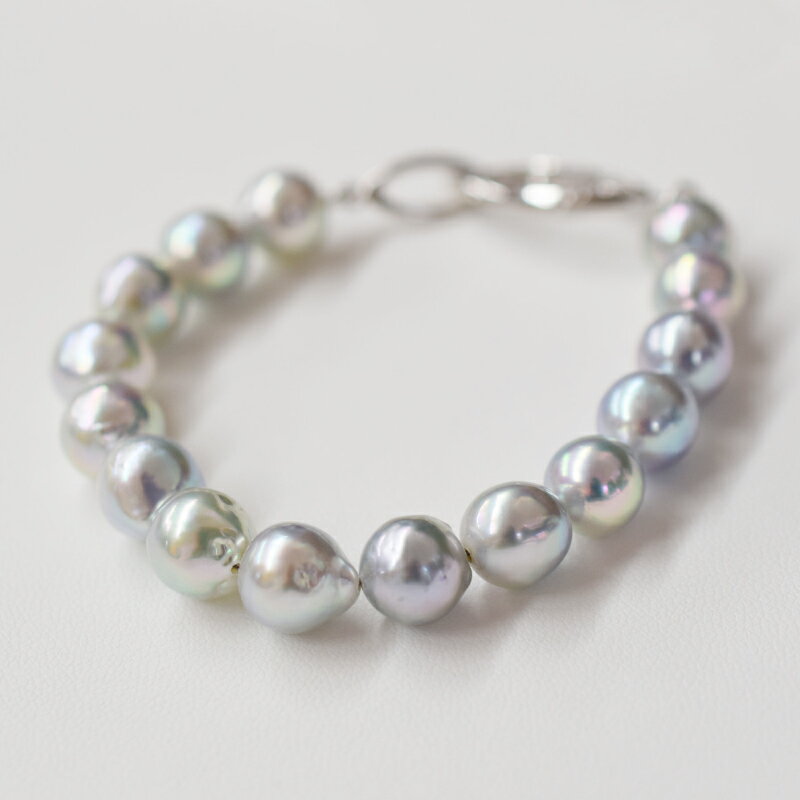 【ふるさと納税】真珠 ブレスレット 9mm - 10mm 選べる 留め具 鎖型 クリップ型 ボール型 パール あこや真珠 バロック ナチュラル ブルー ジュエリーケース ケース付き シルバー925 アクセサリー ギフト プレゼント 品質保証書 てりクロス 天草 送料無料 サムネイル2