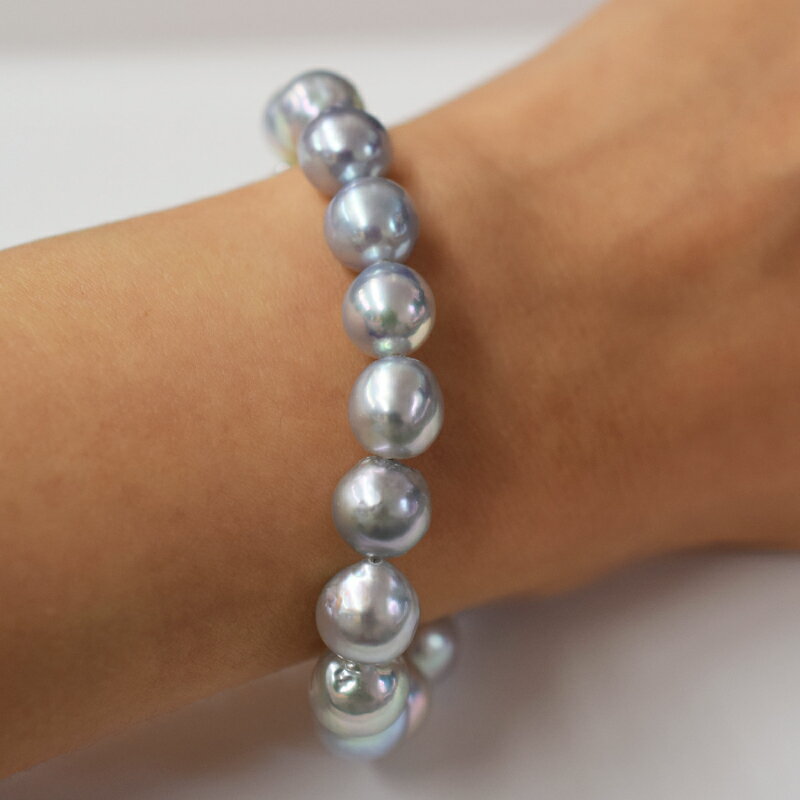 【ふるさと納税】真珠 ブレスレット 9mm - 10mm 選べる 留め具 鎖型 クリップ型 ボール型 パール あこや真珠 バロック ナチュラル ブルー ジュエリーケース ケース付き シルバー925 アクセサリー ギフト プレゼント 品質保証書 てりクロス 天草 送料無料 サムネイル3