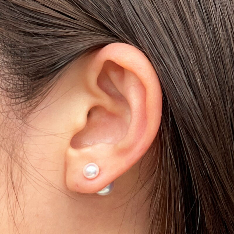 【ふるさと納税】あこや真珠 パール ピンク ピアス ベビー スタッド 両耳 7.5mm - 8mm × 5.5mm - 6mm サムネイル3