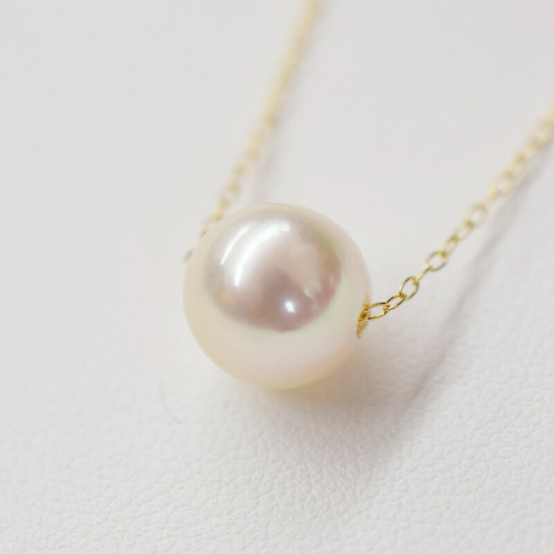 【ふるさと納税】ネックレス あこや真珠 花珠級 一粒 9mm - 9.5mm ホワイトピンク パール ペンダント スルー K18YG K18WG Pt850 選べる 冠婚葬祭 贈答 プレゼント 真珠 おしゃれ アクセサリー 天草産 熊本県 天草市 送料無料 サムネイル2