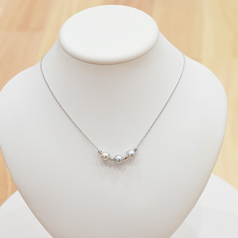 【ふるさと納税】あこや真珠 バロックパール 8mm - 9mm 3粒 スルーネックレス 選べる 個数 ミラーボール ネックレス SV925 シルバー925 あずきチェーン あこや貝 真珠 アクセサリー ジュエリーケース 品質保証書 てりクロス 熊本県 天草市 送料無料 サムネイル2