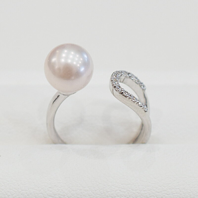 【ふるさと納税】あこや真珠 ホワイトピンク 8mm - 8.5mm 1粒 フリーサイズ リング SV シルバー 真珠 ジルコニア 選べる サイズ 9号～14号 調整可能 シンプル あこや貝 アクセサリー ジュエリーケース 品質保証書 てりクロス 熊本県 天草市 送料無料 サムネイル2