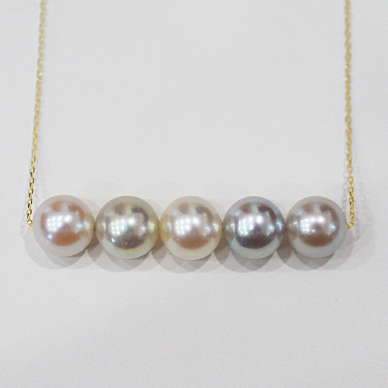 【ふるさと納税】ペンダント ネックレス あこや真珠 8mm - 8.5mm 真珠 パール 5連 選べる チェーン K18YG K18WG ナチュラル 無調色 あずきチェーン アジャスター付き アクセサリー ジュエリー ケース 品質保証書 てりクロス お取り寄せ 熊本県 天草市 送料無料 サムネイル2