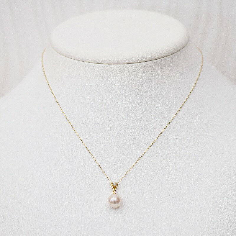 【ふるさと納税】ネックレス あこや真珠 8mm - 8.5mm 選べる 金具 K18YG K18WG ホワイトピンク K18 アクセサリー ダイヤモンド 0.05ct ペンダント 品質保証書 ジュエリーケース ケース付 贈答用 プレゼント用 真珠 お取り寄せ 天草産 熊本県 天草市 送料無料 サムネイル3