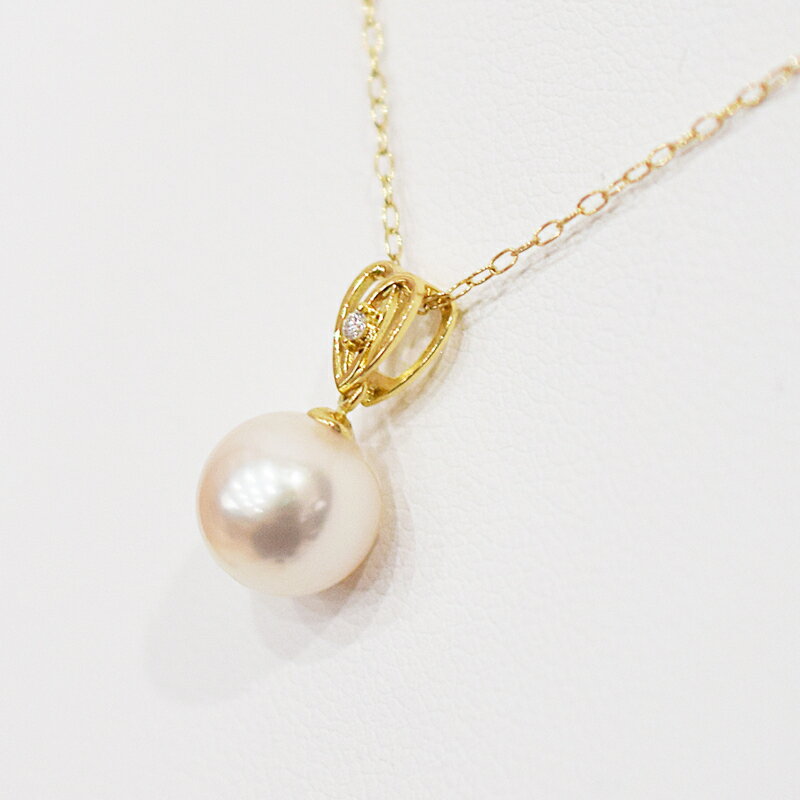 【ふるさと納税】ネックレス ペンダント あこや真珠 8mm - 8.5mm ダイヤモンド 0.01ct ハート 真珠 パール ホワイトピンク 選べる 金具 K18YG K14WG アクセサリー ジュエリー 品質保証書 ジュエリーケース 真珠てりクロス お取り寄せ 熊本県 天草市 送料無料 サムネイル2
