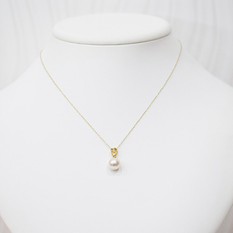 【ふるさと納税】ネックレス ペンダント あこや真珠 8mm - 8.5mm ダイヤモンド 0.01ct ハート 真珠 パール ホワイトピンク 選べる 金具 K18YG K14WG アクセサリー ジュエリー 品質保証書 ジュエリーケース 真珠てりクロス お取り寄せ 熊本県 天草市 送料無料 サムネイル3