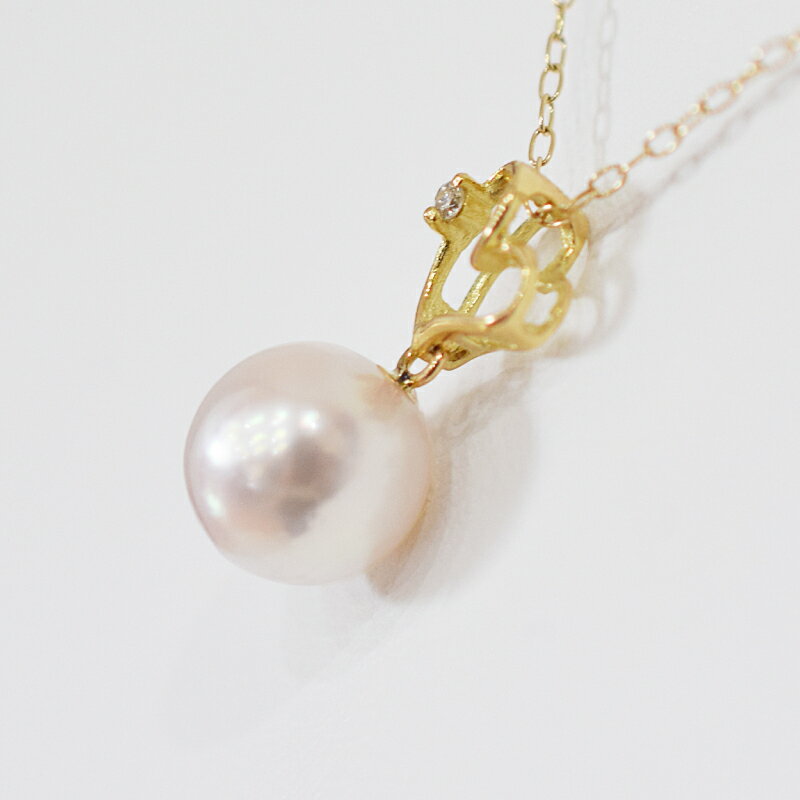 【ふるさと納税】ネックレス ペンダント あこや真珠 8mm - 8.5mm ダイヤモンド 0.01ct ハート モチーフ 真珠 パール ホワイトピンク 選べる 金具 K18YG K18WG アクセサリー ジュエリー 品質保証書 ジュエリーケース 真珠てりクロス お取り寄せ 熊本県 天草市 送料無料 サムネイル2
