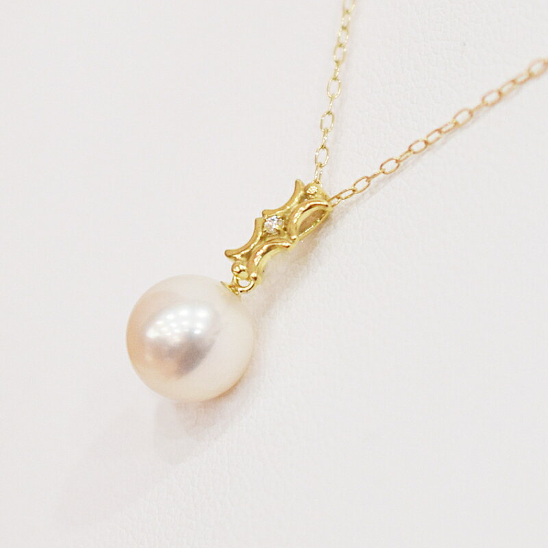 【ふるさと納税】ネックレス ペンダント あこや真珠 8mm - 8.5mm ダイヤモンド 0.01ct 真珠 パール ホワイトピンク 選べる 金具 K18YG K18WG アクセサリー ジュエリー 品質保証書 ジュエリーケース 真珠てりクロス お取り寄せ 熊本県 天草市 送料無料 サムネイル2