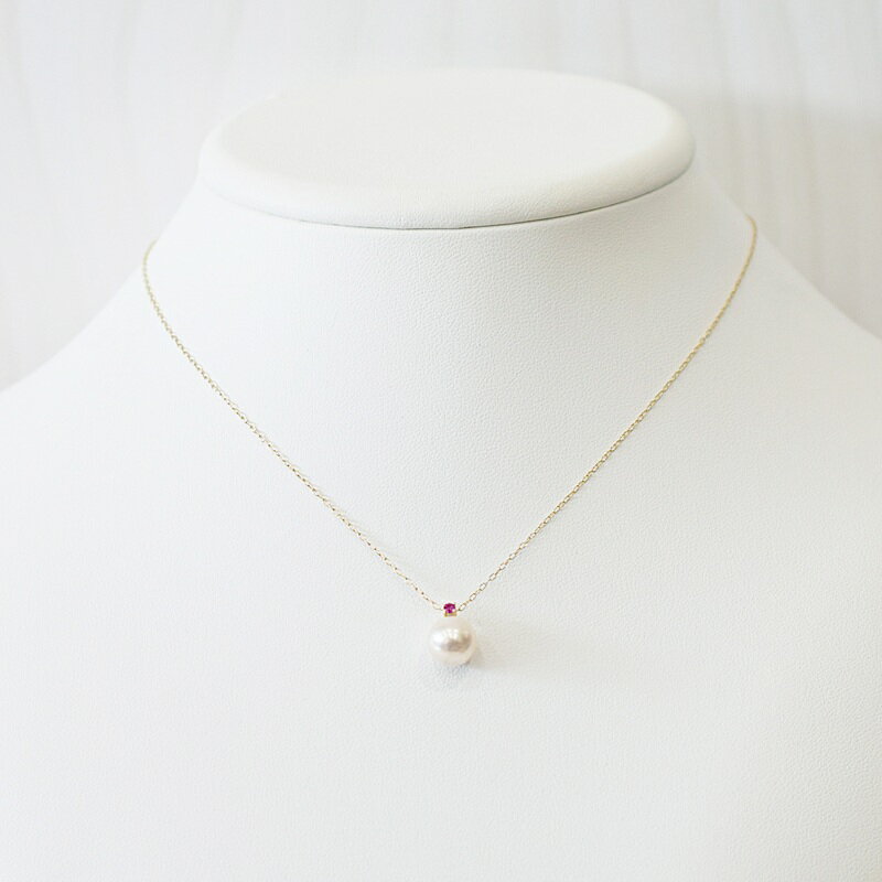 【ふるさと納税】あこや真珠 ペンダント ネックレス 8mm - 8.5mm 天草 熊本 ホワイトピンク 誕生石 7月 ルビー 半貴石 本真珠 K18 パール K18YG K18WG アクセサリー ジュエリー あずきチェーン アジャスター 品質保証書 ジュエリーケース 真珠てりクロス 送料無料 サムネイル3