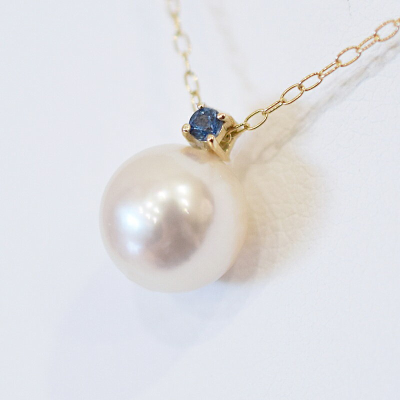 【ふるさと納税】あこや真珠 ペンダント ネックレス 8mm - 8.5mm 天草 熊本 ホワイトピンク 誕生石 9月 サファイヤ 半貴石 本真珠 K18 パール K18YG K18WG アクセサリー ジュエリー あずきチェーン アジャスター 品質保証書 ジュエリーケース 真珠てりクロス 送料無料 サムネイル2