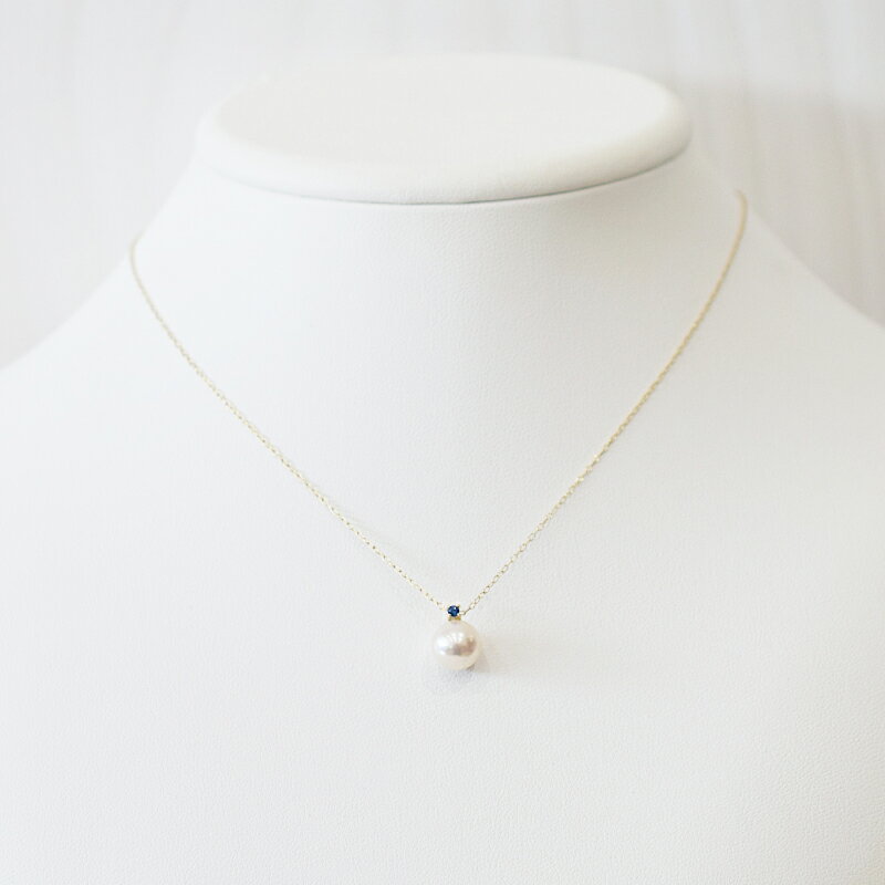 【ふるさと納税】あこや真珠 ペンダント ネックレス 8mm - 8.5mm 天草 熊本 ホワイトピンク 誕生石 9月 サファイヤ 半貴石 本真珠 K18 パール K18YG K18WG アクセサリー ジュエリー あずきチェーン アジャスター 品質保証書 ジュエリーケース 真珠てりクロス 送料無料 サムネイル3