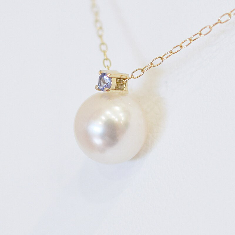 【ふるさと納税】あこや真珠 ペンダント ネックレス 8mm - 8.5mm 天草 熊本 ホワイトピンク 誕生石 12月 タンザナイト 半貴石 本真珠 K18 パール K18YG K18WG アクセサリー ジュエリー あずきチェーン アジャスター 品質保証書 ジュエリーケース 真珠てりクロス 送料無料 サムネイル2