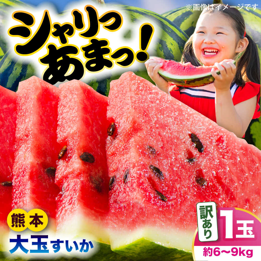 【2026年発送分先行予約 数量限定】【訳あり】大玉すいか 1玉 約6kg～9kg 熊本 スイカ 西瓜 大玉 フルーツ 果物 甘い シャリシャリ スイカ おおだますいか 熊本県産 合志市 送料無料 【株式会社 Foody’s】[AYAT007]