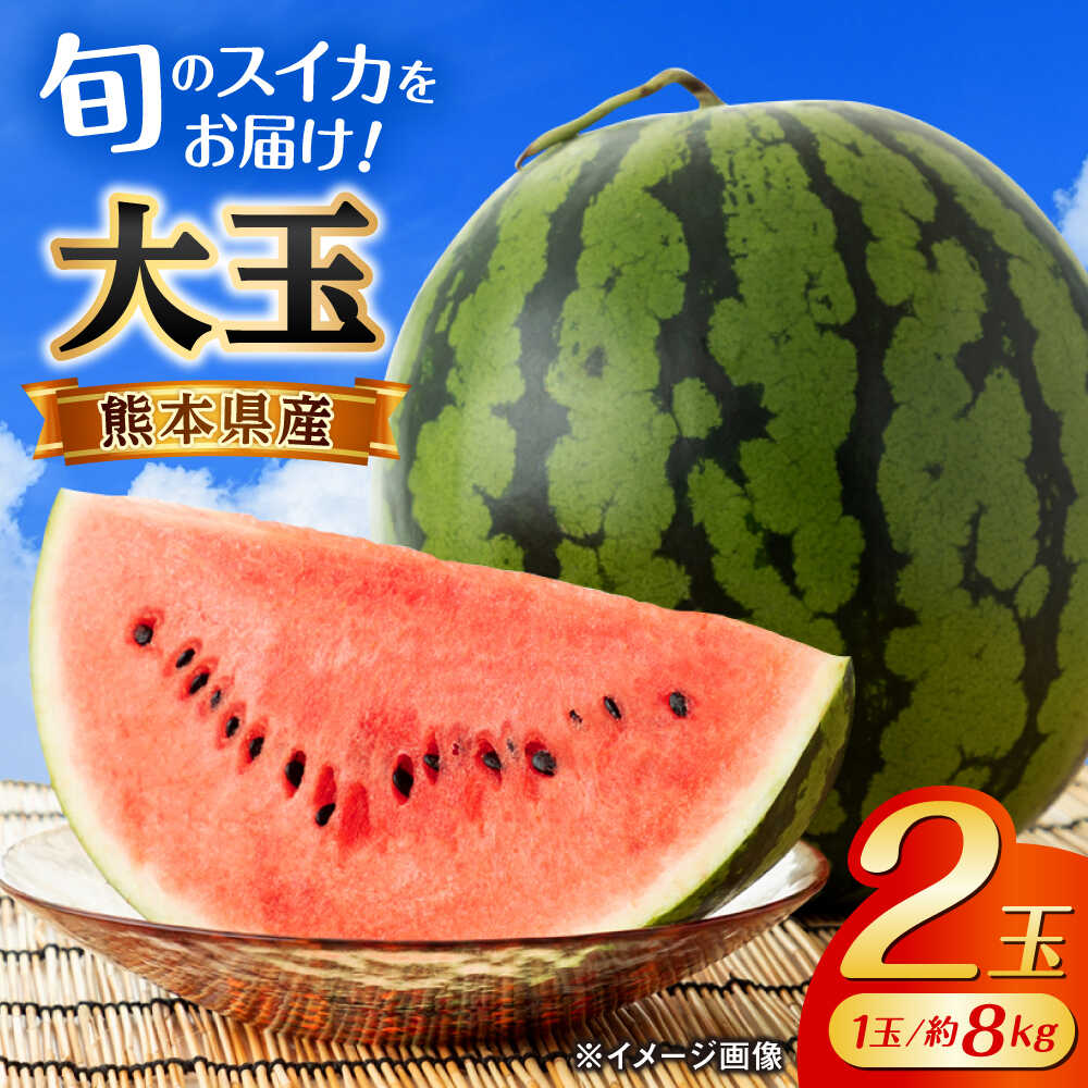 【2026年発送分先行予約】【数量限定】大玉 西瓜 2玉入り (1玉約8kg以上×2玉) 熊本 スイカ 西瓜 大玉 フルーツ 果物 甘い シャリシャリ スイカ おおだますいか 熊本県産 合志市 送料無料【株式会社 GGYパッケージ】[AYAU002]