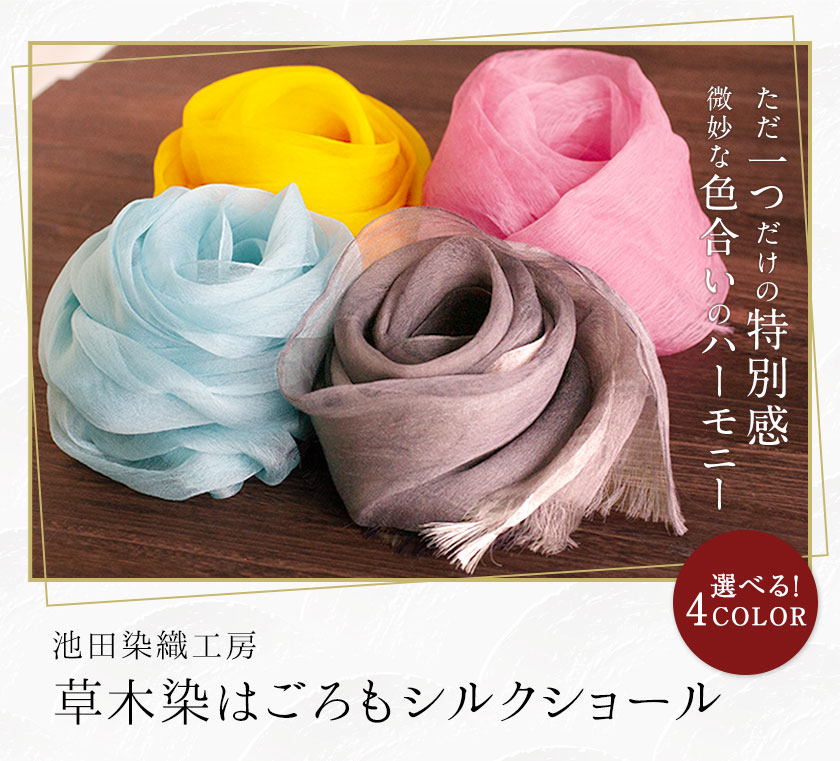 【ふるさと納税】草木染はごろもシルクショール 選べる4COLOR！ 池田染織工房《60日以内に出荷予定(土日祝除く)》 サムネイル2