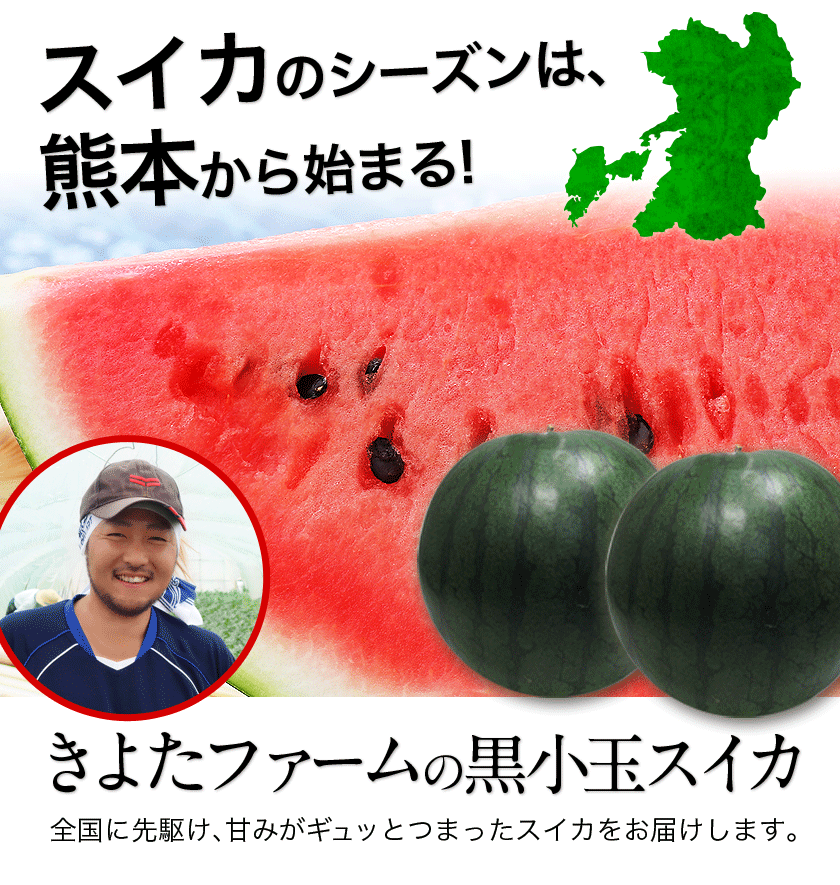 【ふるさと納税】【先行予約】『きよたファーム』の黒小玉すいか2玉セット 1玉約2.5-4kg前後 熊本県玉名郡玉東町『きよたファーム』すいか フルーツ 果物 熊本県産 楽天スーパーSALE《7月上旬-8月中旬頃出荷》 - 画像2