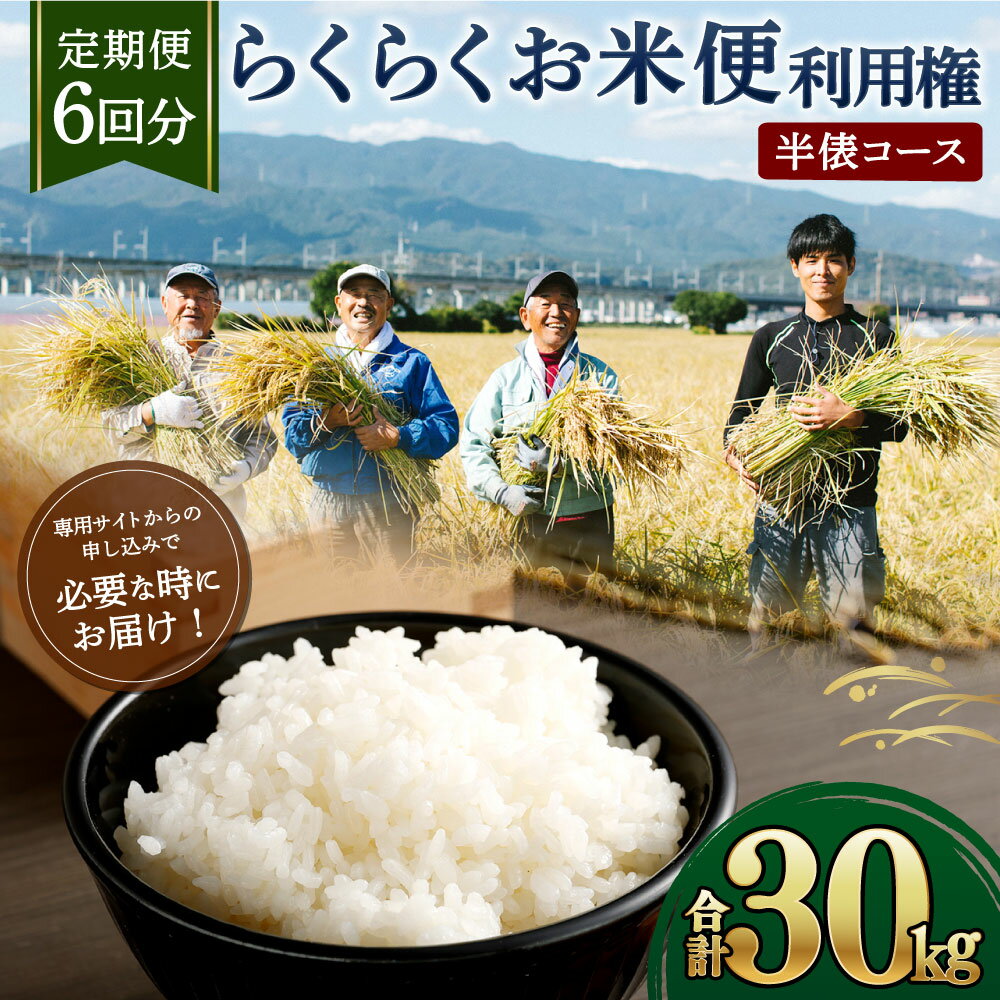 【ふるさと納税】＜定期便 6回分＞ らくらくお米便 半俵コース 合計 30kg 利用権 5kg×6回 88000円 8万8000円 くまさんの輝き 利用券 お米 ごはん 精米 米俵 白米 玄米 分づき米 配送時期 精米レベル 指定可能 熊本県 高森町 国産 送料無料 - 画像2