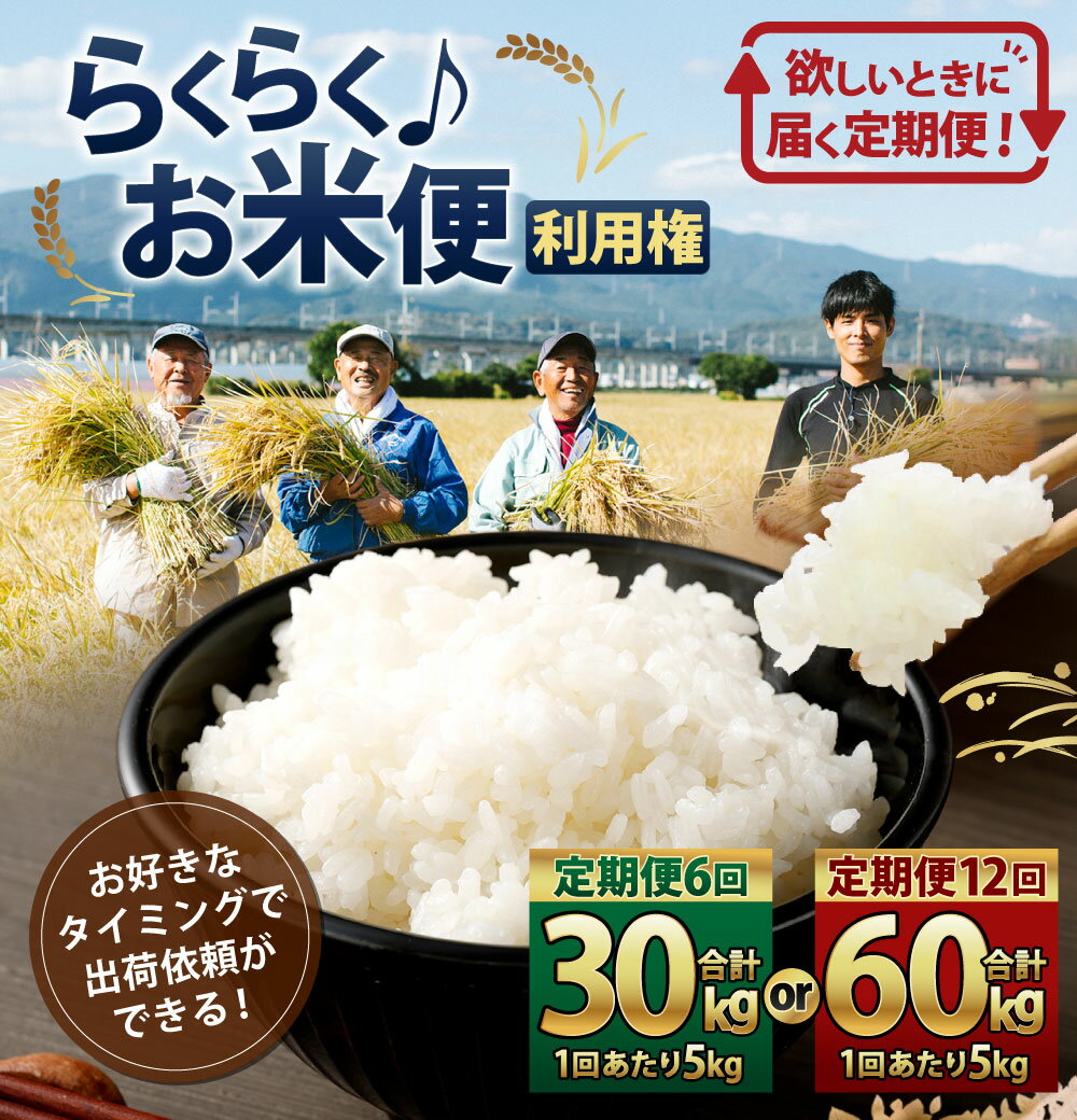 【ふるさと納税】【選べる 定期便】らくらくお米便 1回あたり5kg 6回 計30kg / 12回 計60kg 半俵 一俵 利用権 88000円～160000円 8万8000円～16万円 くまさんの輝き 利用券 お米 精米 米俵 白米 玄米 分づき米 配送時期 精米レベル 指定可能 熊本県 高森町 国産 送料無料 - 画像2