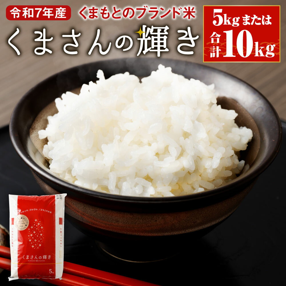 くまもとのブランド米 くまさんの輝き 5kg / 計10kg（5kg×2袋） 令和7年産 選べる 容量 定期便 3ヶ月 / 6ヶ月 14営業日以内発送 熊本県産 九州 米 お米 白米 ご飯 精米 一等米 袋 国産 送料無料