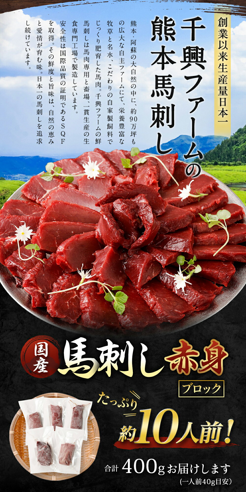 【ふるさと納税】国産 馬刺し赤身 約400g 約80g×4～6個 タレ付き 15000円 1万5000円 鮮馬刺し 馬刺し 馬刺 熊本 国産 馬肉 お肉 刺身 冷凍 真空パック 小分け 送料無料 サムネイル2