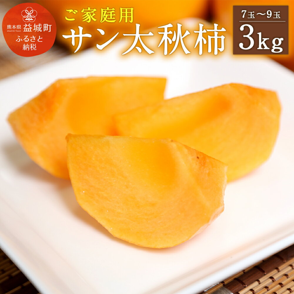家庭用 サン太秋 3kg 超大玉7〜9玉 段ボール箱 柿 太秋柿 かき カキ 果物 フルーツ 九州産 熊本 訳あり 予約受付 先行販売 送料無料【2025年10月下旬～12月上旬発送予定】