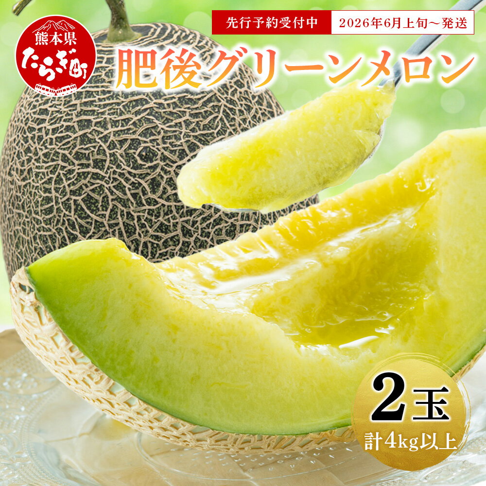 ＼2026年発送分 先行予約／ 肥後グリーンメロン 2玉 合計4kg以上 -令和8年6月上旬～順次発送- 熊本県 多良木町産 果物 フルーツ グリーンメロン 先行予約 4キロ 新着 青肉 期間限定 数量限定 熊本県 多良木町 送料無料