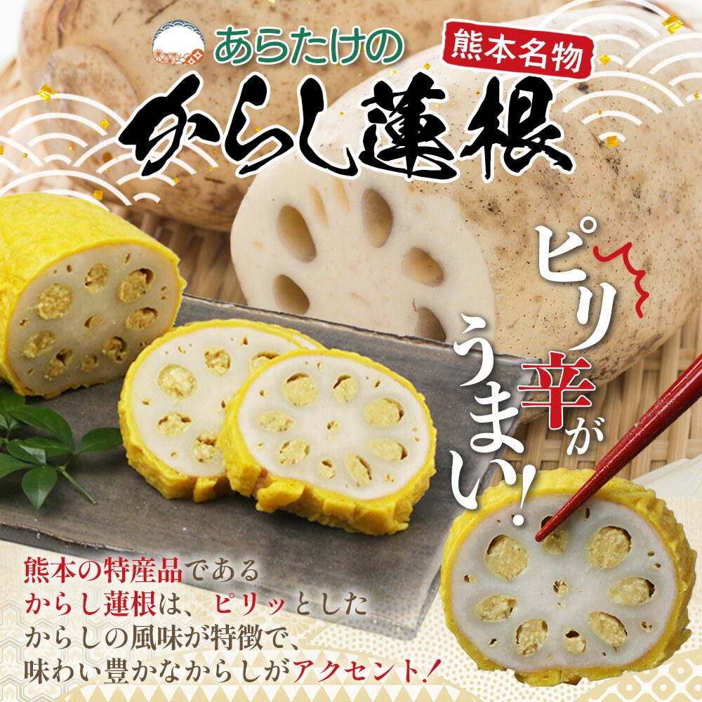 【ふるさと納税】熊本名物！あらたけの からし蓮根 2本 セット (200g×2) 辛子 レンコン れんこん 熊本 名産 名物 おつまみ 肴 本数選べる 老舗蒲鉾店 野菜 ピリ辛 練り物 熊本県 多良木町 球磨郡 - 画像2