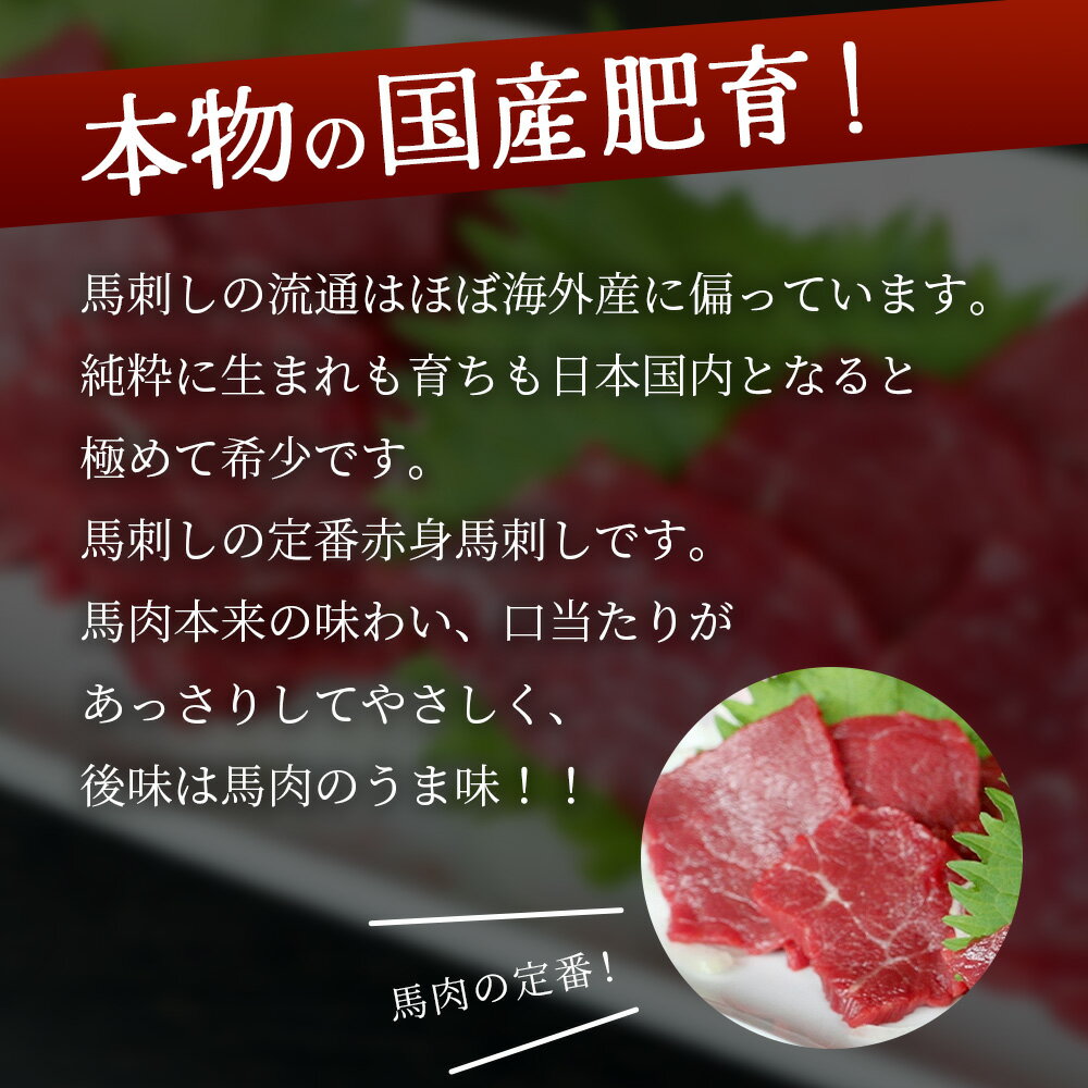 【ふるさと納税】国産上赤身 馬刺し 熊本 400g～1.5kg ばさし 馬刺 馬刺し 馬肉 肉 馬 赤身 あっさり ヘルシー 高たんぱく 低カロリー 400g 500g 600g 800g 1kg 1.5kg お取り寄せ グルメ 家ご飯 ごちそう 熊本県 熊本 多良木町 送料無料 サムネイル2
