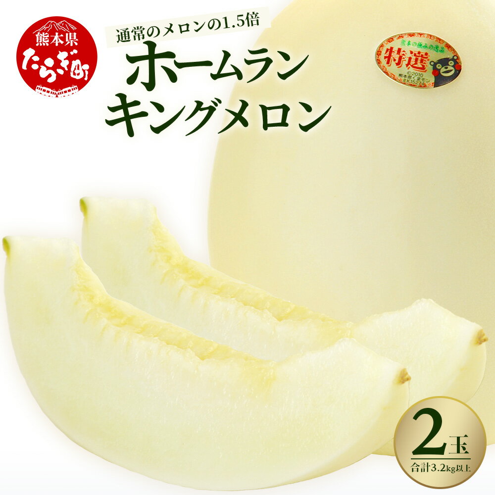 ≪2026年 先行予約≫ 熊本県産 ホームラン メロン キング(王) 2玉 合計3.2kg以上 糖度15～16度 果物 フルーツ 甘い さわやか 大玉 熊本県 多良木町 送料無料 【2026年5月上旬より順次発送】