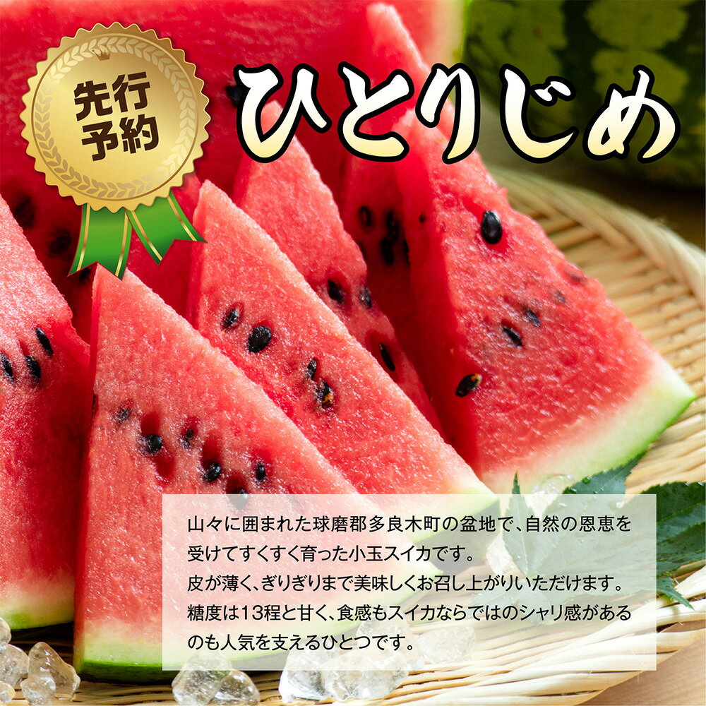【ふるさと納税】《先行予約》5月上旬～順次発送 熊本県産 小玉 スイカ ひとりじめ 2玉 合計5～6kg すいか 果物 フルーツ 甘い 熊本県 多良木町 ひとりじめ かわいい 送料無料 《2026年5月上旬より順次発送》 サムネイル3
