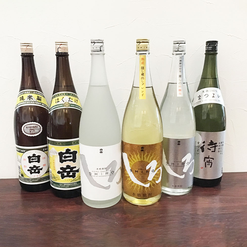 本格米焼酎 一升瓶 6本セット 1800ml×6本 高橋酒造 白岳25度 白岳35度 金しろ 銀しろ しろ 待宵 酒 焼酎 米焼酎 球磨焼酎 アルコール 飲み比べ 詰め合わせ 九州 熊本県 湯前町 送料無料