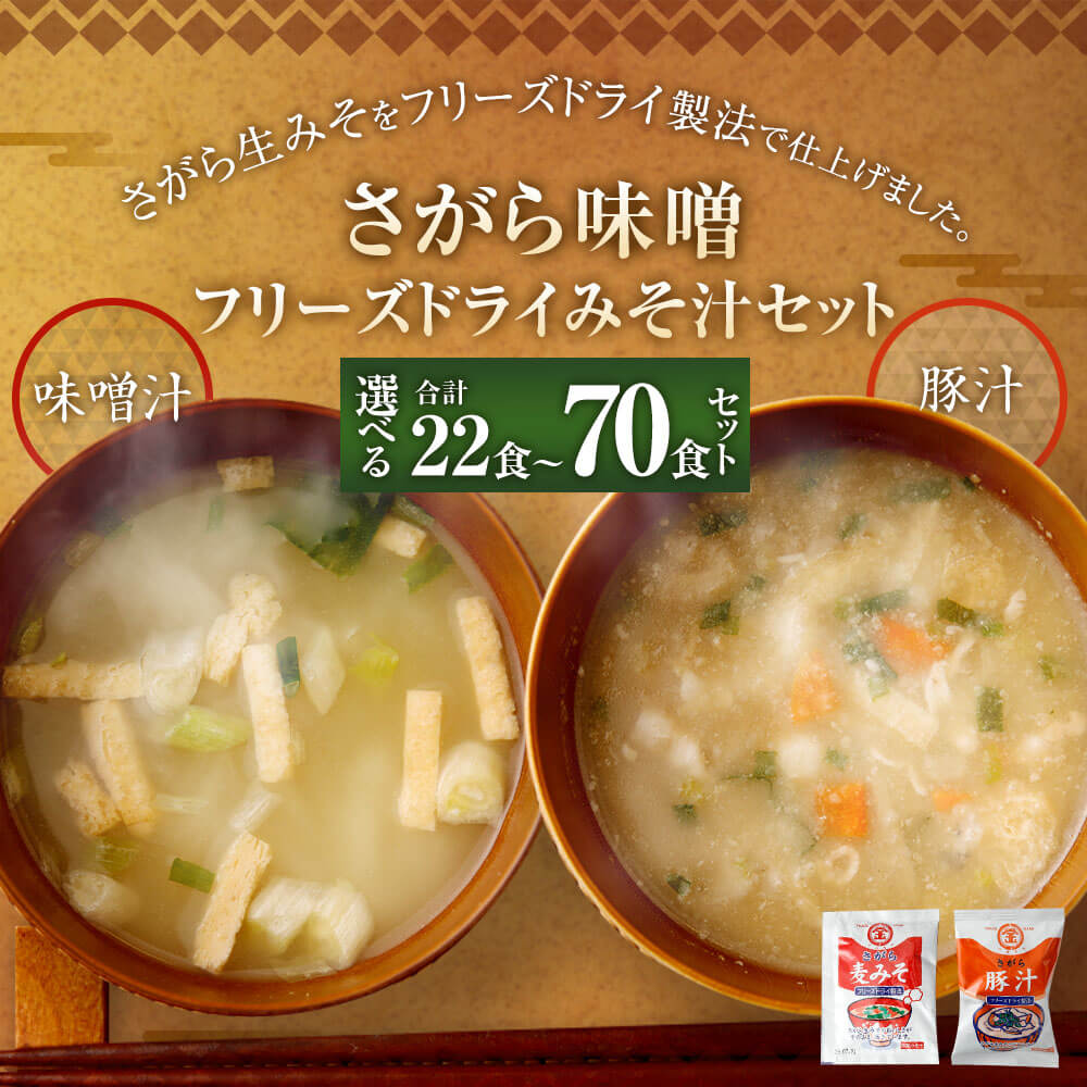 【ふるさと納税】＜選べる セット＞ さがら味噌 フリーズドライ 味噌汁 豚汁 合計22食～合計70食セット 2種類 即席味噌汁 とん汁 お湯を注ぐだけ 簡単 便利 インスタント スープ 味噌 みそ 麦みそ みそ汁 お味噌汁 九州 熊本県 相良村 送料無料 - 画像2