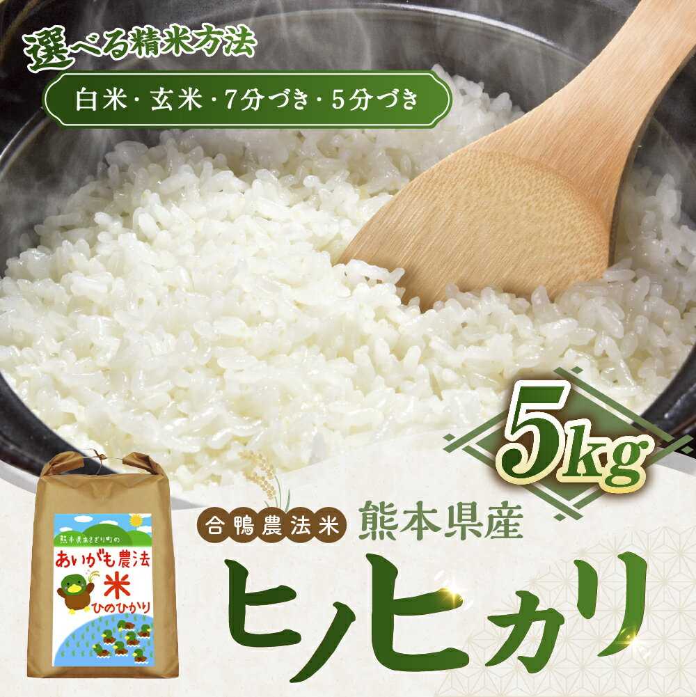 【ふるさと納税】令和7年産 合鴨農法米 ヒノヒカリ 白米 5kg×1袋 （ 精米（白米）／ 玄米／ 精米（7分づき）／ 精米（5分づき）） 【選べる種類】 お米 米 ライス 弁当 お弁当 おにぎり 炭水化物 農薬・化学肥料不使用 合鴨農法 熊本県産 熊本県 あさぎり町 常温 送料無料 - 画像3