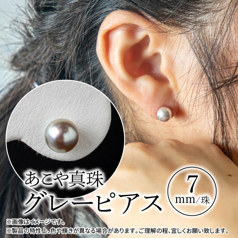 【ふるさと納税】あこや本真珠 グレーピアス 7mm 珠ピアス 14金 K14 ホワイトゴールド 贈答 ギフト プレゼント レディース 自分用 ジュエリー 上品 アクセサリー 冠婚葬祭 シンプル パール ピアス グレー真珠 R14106 サムネイル2