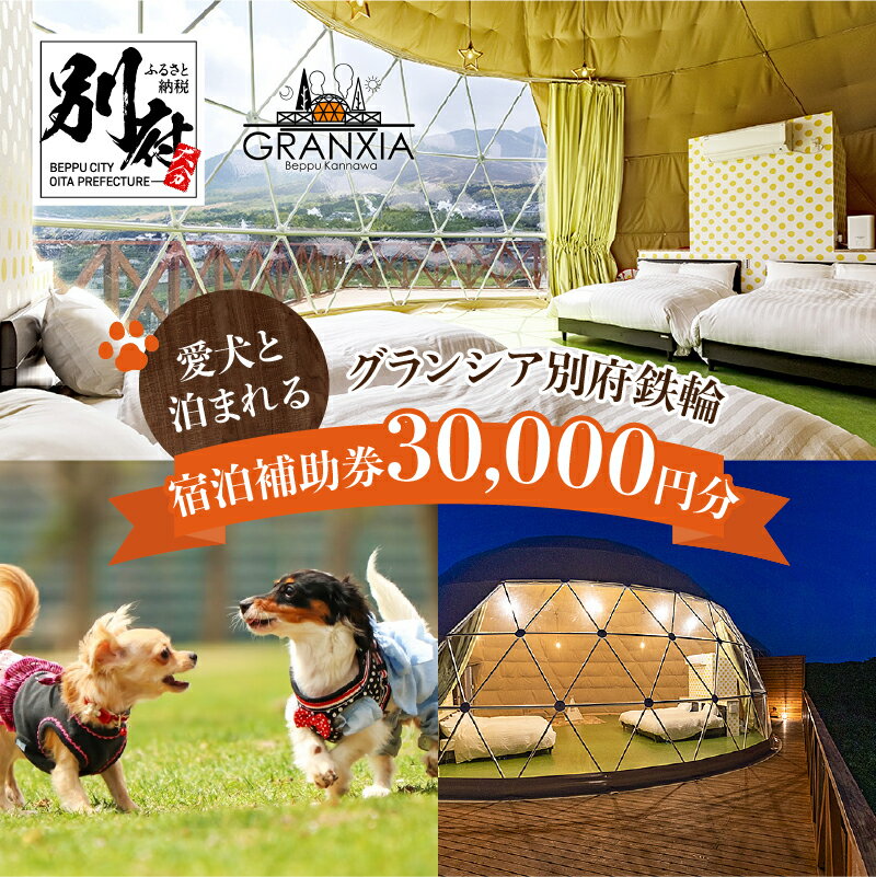 大分県 別府市 グランシア別府鉄輪 宿泊補助券 30,000円分 旅行 観光 宿泊 グランピング ドームテント 温泉 アウトドア 地獄蒸し 体験 BBQ ドッグラン ペット可 グループ旅行 家族旅行 記念日 冷暖房完備 ご褒美 送料無料
