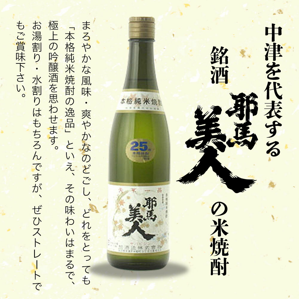 【ふるさと納税】米焼酎 耶馬美人 25度 720ml×10本 | 大分県中津市の地酒 焼酎 酒 アルコール 大分県産 九州産 中津市 国産 送料無料 サムネイル2