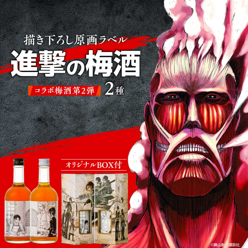 描き下ろし原画ラベル「進撃の巨人」梅酒-Bande- 500ml×2(化粧箱入)　日田市 / 株式会社おおやま夢工房 梅酒 本格梅酒 梅[ARCW014]