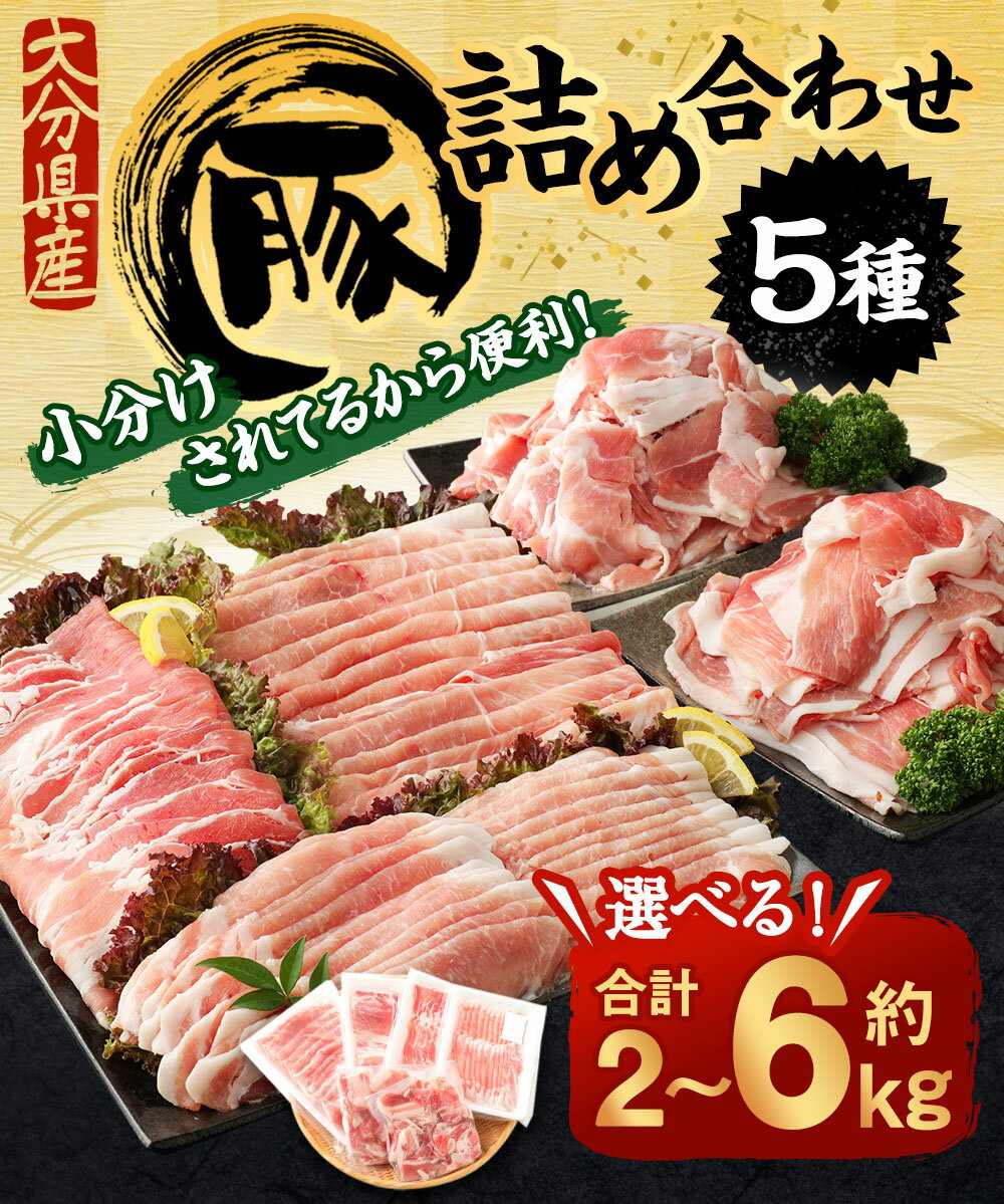 【ふるさと納税】〈選べる容量〉小分けされてるから便利♪ 大分県産 豚詰め合わせ 5種 約2kg/約4kg/約6kg 豚肉 お肉 精肉 セット うす切り スライス ロース ばら もも うで こま切れ 切り落とし しゃぶしゃぶ 小分け グルメ 冷凍 大分県産 臼杵市 九州産 国産 送料無料 サムネイル2