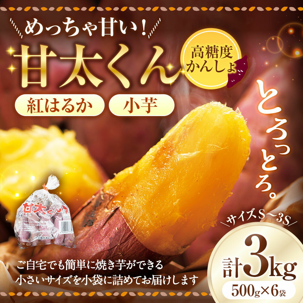 【ふるさと納税】【先行予約】めっちゃ甘い！高糖度かんしょ「甘太くん」 （500g×6袋）計3kg　さつまいも　紅はるか べにはるか サイズ：S～3S サツマイモ さつま芋 小芋 野菜 焼き芋 スイーツ おやつ 食品 大分県産 国産 九州 大分県 臼杵市 送料無料 - 画像2