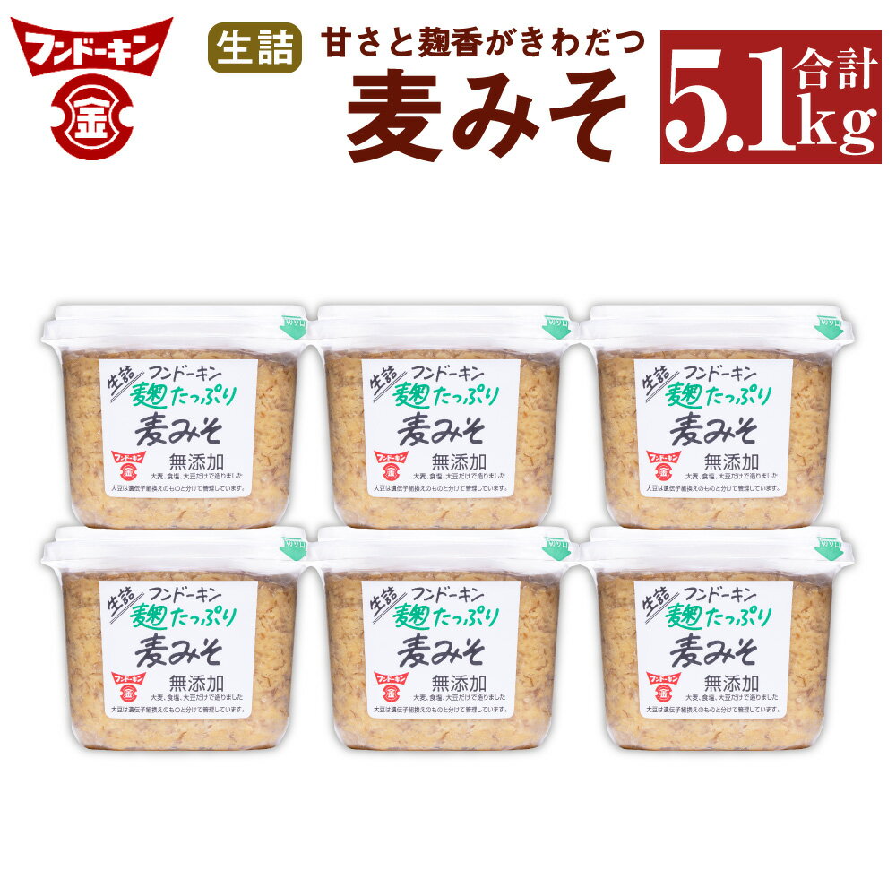 フンドーキン 生詰 麦みそ 合計5.1kg 850g×6個 セット みそ 味噌 ミソ 合わせみそ 食品 味噌汁 調味料 国産 送料無料