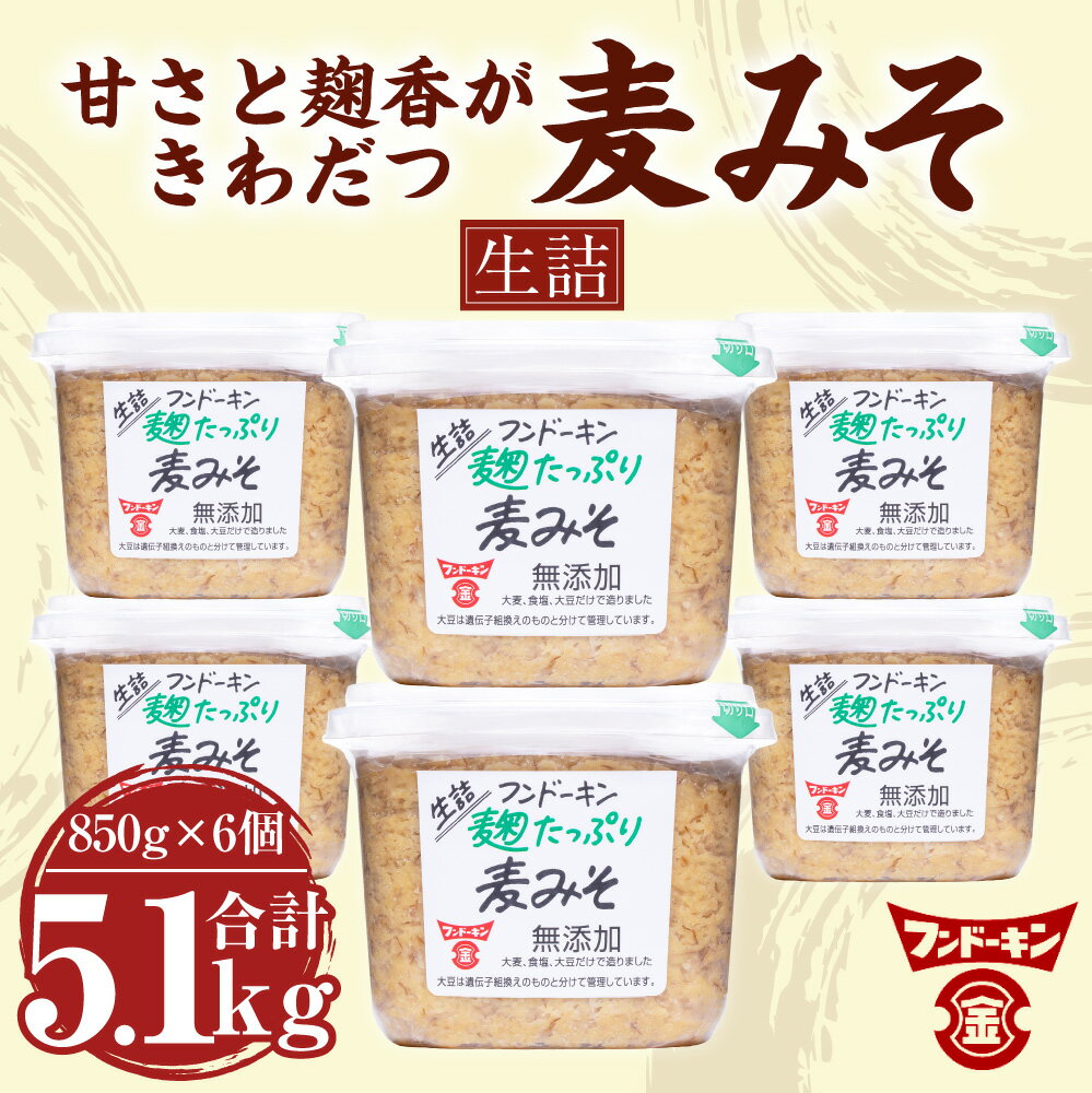 【ふるさと納税】フンドーキン 生詰 麦みそ 合計5.1kg 850g×6個 セット みそ 味噌 ミソ 合わせみそ 食品 味噌汁 調味料 国産 送料無料 サムネイル2