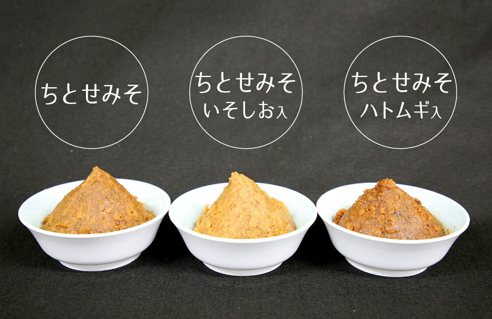 【ふるさと納税】 手づくり味噌 3種類 計4kg 無添加 味噌 ちとせみそ ハトムギ いそしお 味噌汁 みそ汁 1kg 2kg 合計4袋 セット 九州産 送料無料 サムネイル3