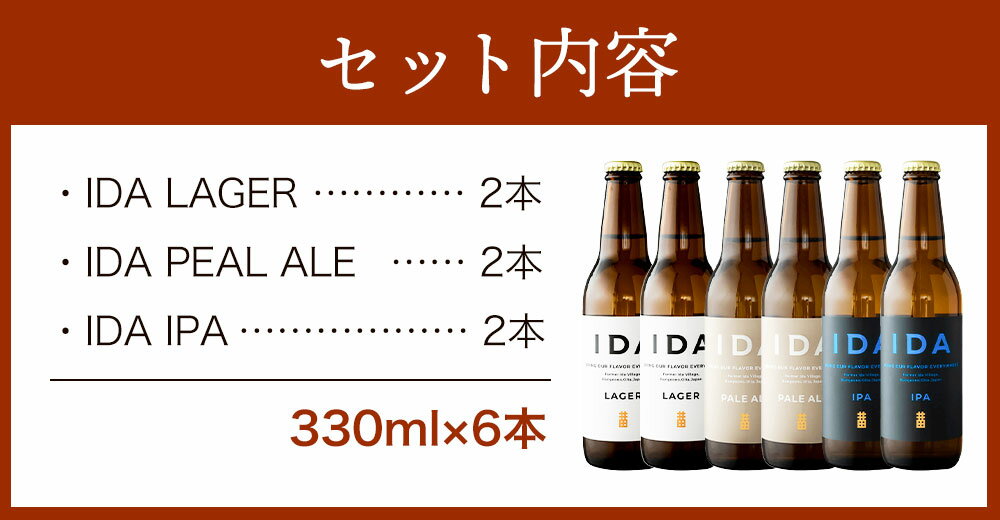 【ふるさと納税】クラフトビール IDA 3種飲み比べ 6本セット 330ml×6本 大分県 藤居醸造合資会社 ビール 3種 セット 各2本 麦芽 ホップ お酒 イダ ラガー ペールエール アイピーエー 飲み比べ 送料無料 サムネイル3