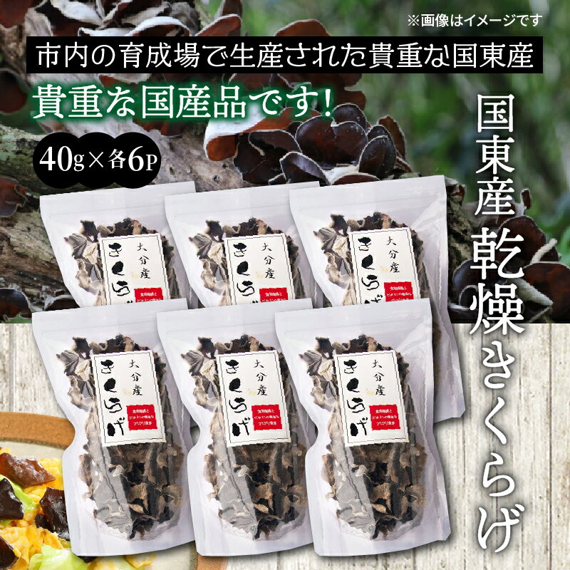 【ふるさと納税】国産 乾燥 きくらげ 40g×6P 240g チャック付き 便利 密封 干しきくらげ トッピング 炒め物 佃煮 きのこ 九州産 大分 国東 コリコリ食感 中華料理 八宝菜 具材 おひたし 天ぷら 食物繊維 鉄分 ビタミンD お取り寄せ グルメ 送料無料 サムネイル2