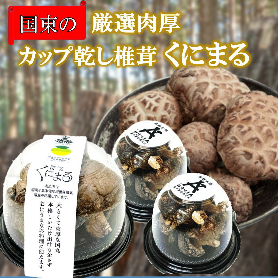 国東の厳選肉厚カップ乾し椎茸 くにまる 特大1・小2 シイタケ 乾物 おすすめ 栄養 美容 食物繊維 出汁 朝食 夕食 大分県産 特産品 ご当地