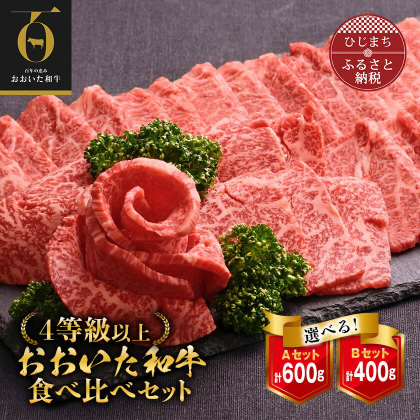 おおいた和牛食べ比べセット(上カルビ&上ロース)合計400g/合計600g_ 肉 牛肉 焼肉 和牛 黒毛和牛 おおいた豊後牛 4等級以上 ブランド牛 最高峰 大分県 日出町 送料無料 【配送不可地域：離島】【G1089358】