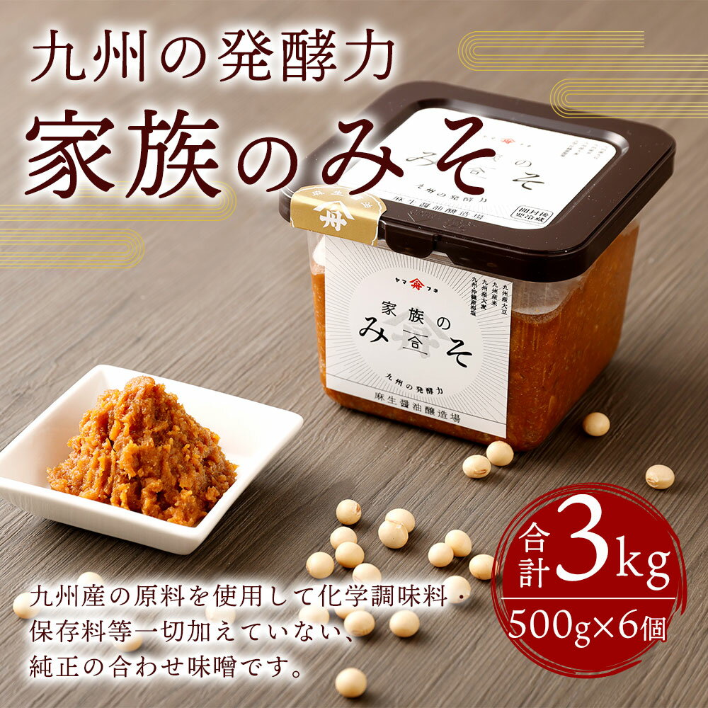 【ふるさと納税】【九州の発酵力】家族のみそ 合計3kg 500g×6個セット 味噌 みそ 合わせ味噌 調味料 セット 化学調味料・保存料不使用 送料無料 サムネイル2