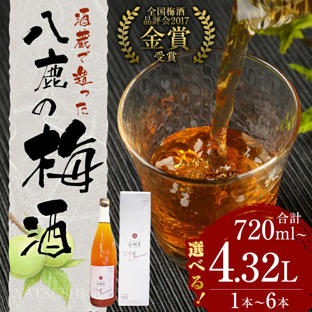 【ふるさと納税】【選べる容量】 八鹿梅酒 セット 合計720ml~4.32L 1本~6本 一本あたり 720ml 15度 やつしか 梅酒 お酒 アルコール 国産 九州産 大分県産 送料無料 サムネイル2