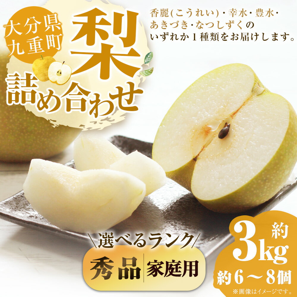 【ふるさと納税】【選べる 秀品/ご家庭用】九重町産 梨 約3kg（約6～8個）8000円～10000円 8千円～1万円 香麗（ こうれい ） 幸水 豊水 あきづき なつしずく なし フルーツ くだもの 果物 先行予約 贈答 冷蔵 大分県 九重町【2026年8月上旬から2026年9月下旬迄順次発送予定】 - 画像2