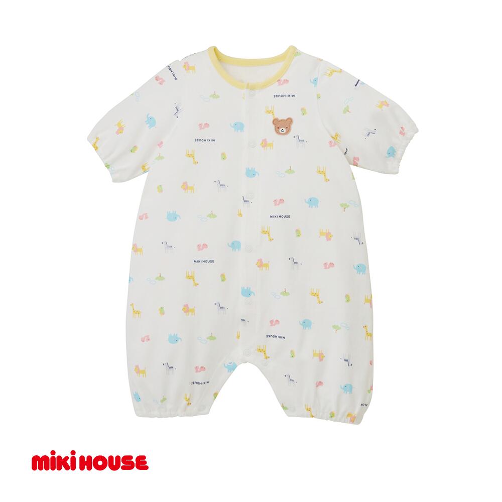 ミキハウス ベビー プレオール 50~60cm ベビー 綿100％ ベビー服 ベビー用品 ベビーグッズ 赤ちゃん 新生児 ワンポイント刺繍 総柄 くま うさぎ 日本製